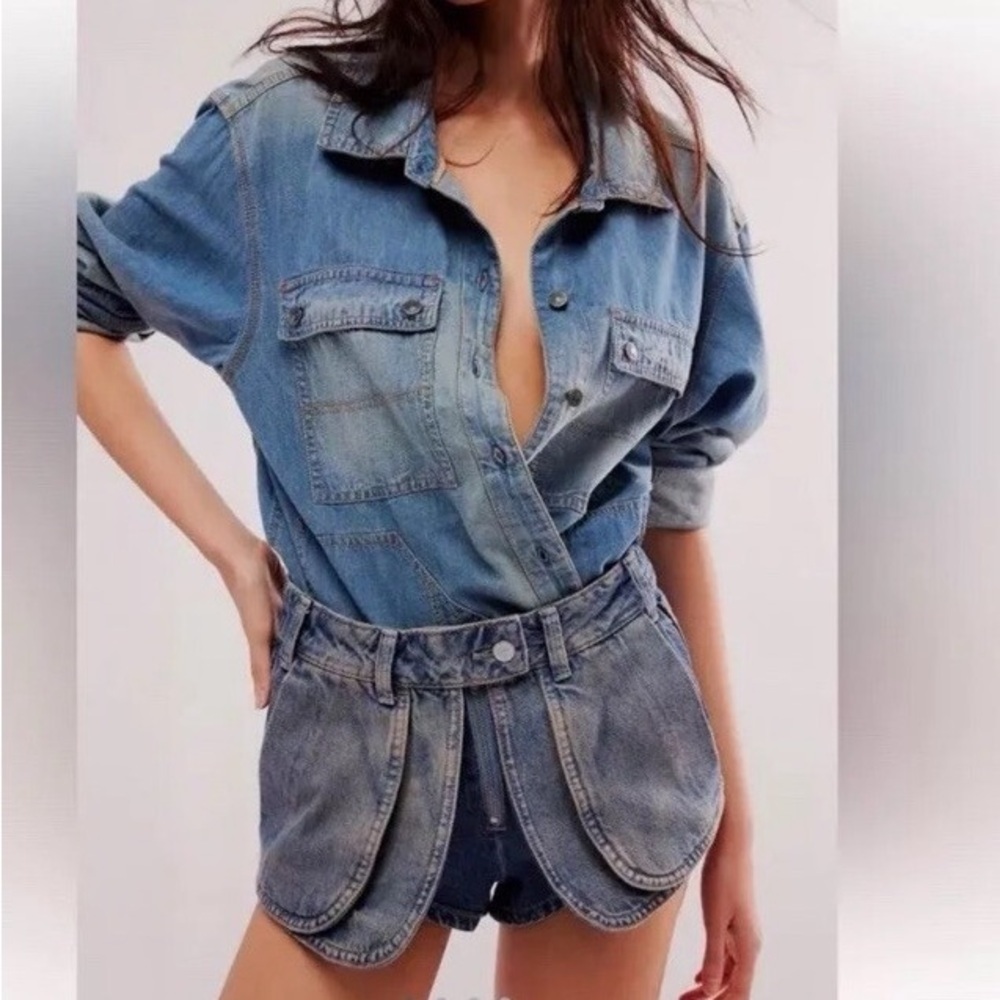 NWT Free People Denim Micro Skort Blue 29